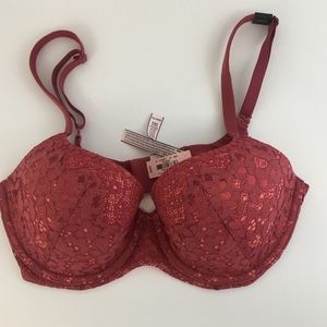 Victoria’s Secret Lined Demi Red Lace Bra 32DD